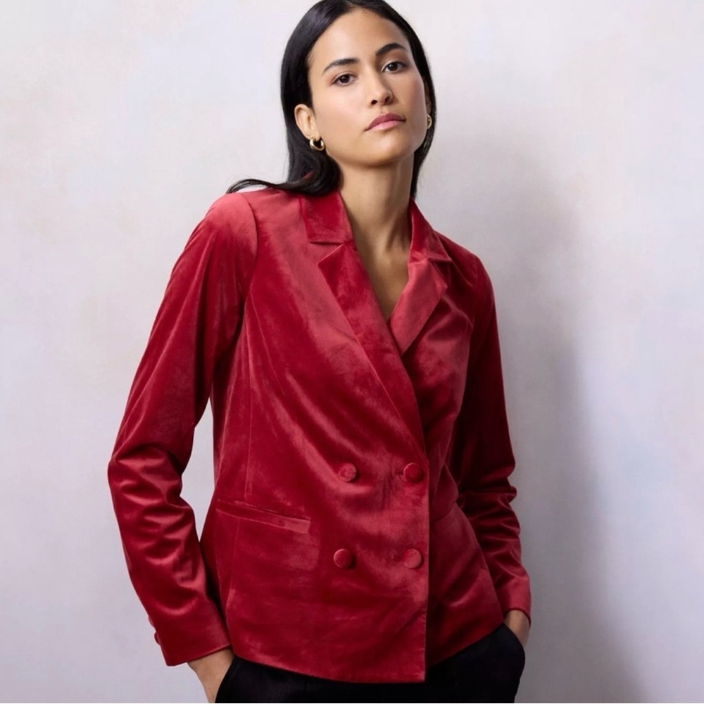 Lauren Conrad Red Velvet Blazer